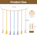 Boho Macrame Hanging Photo Display Wall Decor With 45 Clips Frame Collage Board With Wooden Beads For Bedroom Classroom Nursery Gifts For Teenage Girls