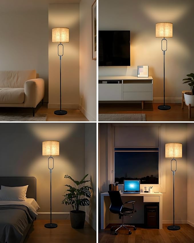 Lightdot 68IN Black Floor Lamp Dimmable Linen Shade LED Floor Lamps with 3000K Soft Warm White for Wedding/Party, Modern Tall Lamp for Living Room/Bedroom (Bulbs Included)