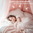 Eimilaly Princess Bed Canopy for Girls, Double Layer Canopy with Cutout Stars, Breathable Dream Canopy & Washable Pink Fabric, Fits Twin/Full Bed - Fairy Bed Tent for Kids Room Decor, Pink