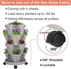 Vertical Planter 4 Tier Stackable Planters Garden Planters Strawberry Herb Flower and Vegetable Planter Indoor Outdoor Gardening Pots with Removable Wheels and Tools 2-Pack