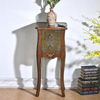 Solid Wood Side Table, Vintage Coffee Tables w/2 Drawer, 30" H Accent Rustic End Table for Living Room Bedroo (Vintage Painted)