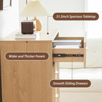 Fluted 5 Drawers Dresser for Bedroom, Wooden Tall Storage Dresser TV Stand, Curved Profile Modern Chest of Drawers, Wood Closet Clothes Storage Organizer for Living Room, Hallway, Natural 2 Sets