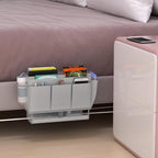 Bedside Caddy, Bed Organizer with 11 Pockets and Power Strip Holder, Versatile Bedside Storage Caddy for Home,Dorm,Bunk,Hospital,Crib Bed (2 Pack Grey)