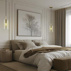 Modern Brass Pendant Lights Kitchen Island Glass Pendant Light Fixtures, 9.5'' Farmhouse Clear Glass Cylinder Pendant Light, Gold Kitchen Pendant Lighting over Island Sink, E26 Bulb Included