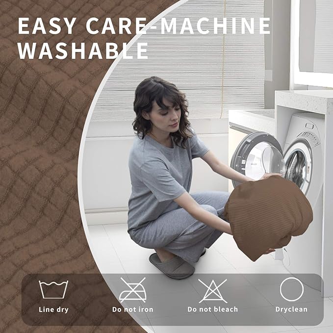 Easy-Going 4 Pieces Oversized Recliner Stretch Sofa Slipcover Sofa Cover Furniture Protector Couch Soft with Elastic Bottom Polyester Spandex Jacquard Fabric Small Checks Brown, X-Large