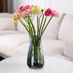 Thenshop 10 Pcs 8'' Tall Clear Flower Vase Wide Mouth Crystal Glass Boho Decorative for Centerpieces Bulk Tall Vase for Flower Bouquets Rustic Home Decor Wedding Housewarming Gift (Smoke Grey)