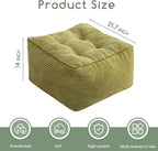 HIGOGOGO Square Stuffed Pouf Ottoman, Corduroy Poufs with Foam Chunk Filling, Furry and Fluffy Pouf Foot Stool Storage Ottoman, 21 X 21 Floor Poufs Foot Rest for Living Room, Green