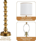 30.5" Buffet Lamps Set of 2 for Living Room, Buffet Lamps for Dining Room, Gold Lamp Set of 2 for Credenza, Modern Golden Table Lamp Tall Skinny, Gold Bamboo Candlestick Lampset for Bedroom
