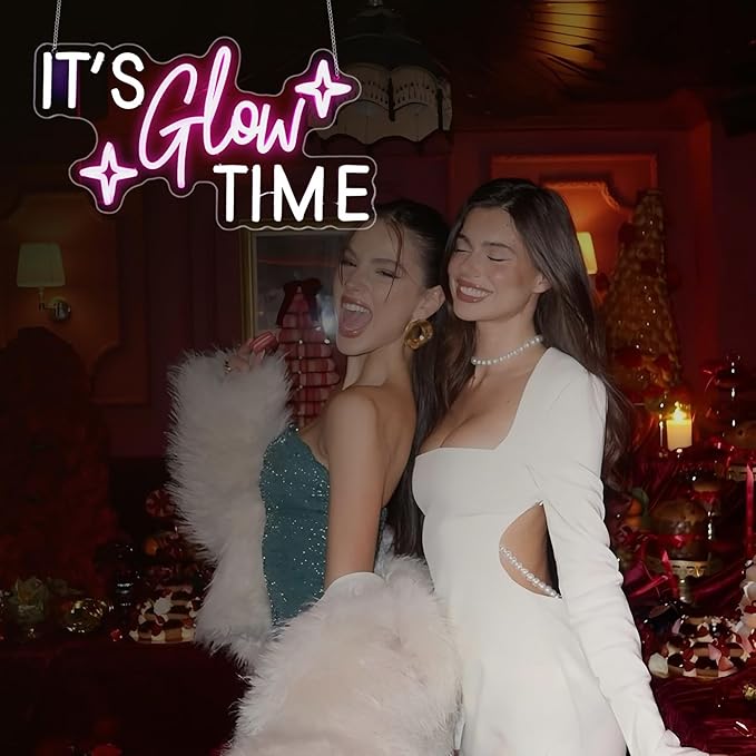 It's Glow Time Neon Sign, Neon Signs for Wall Decor Neon LED Signs Room Neon Light Up Signs Home Decor for Bedroom Club Party Bar Shop USB Operated