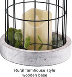 PHOSPHOR Rustic Farmhouse Decor Lantern Set of 2 Modern Farmhouse Decorative Indoor for Kitchen Fireplace Centerpiece Table Dinning Living Room