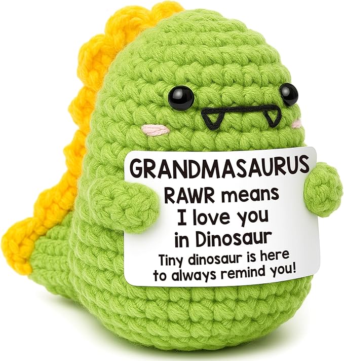 OCCdesign Mini Grandma Gifts for Christmas Funny Gifts for Grandma from Granddaughter Grandson I Love You Grandmother Gift for Great Grandmother Nana Gigi Handmade Crochet Dinosaur