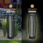 2 Pieces Outdoor Floor Lamp Weather-Resistant Outdoor Wicker Light Solar Powered Lantern Deck Lights for Patio Yard Garden
