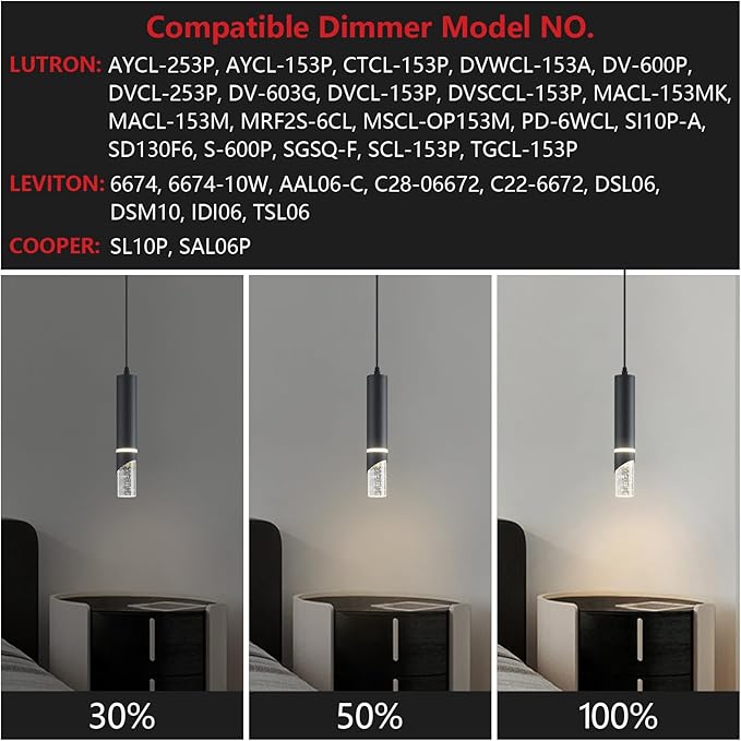 Modern Dimmable Led Pendant Lights Kitchen Island, Ideal for Living Room, Bedroom,Sink 6w LED Crystal Energy-Saving Hanging Lamp for Cozy Lighting (Black 2-Pack)