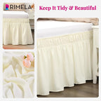 RIMELA Bed Skirt King Size 12 Inch Drop, Wrap Around Elastic Bedskirt Solid Microfiber Luxury Hotel Quality Fabric, Easy to Install Machine Washable Wrinkle & Fade Resistant, Cream