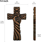 BGCOPPER Holy Family Wall Cross, Handmade Wooden Cross Wall Crucifix, Jesus Cross Wall Decor Art for Home Room Decor Christmas Gifts - 14 Inch