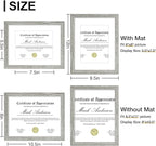 Vittanly 8.5x11 Picture Frames Set of 9, Shatter Resistant Plexiglass, Display 6x8 Pictures with Mat or 8.5x11 without Mat, Photo Frames for Wall or Tabletop, Engineered Wood, Grey