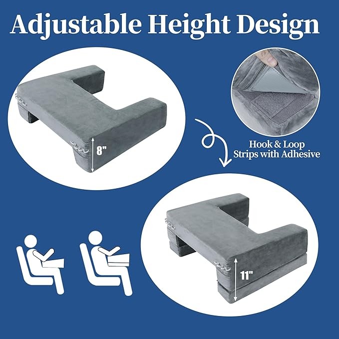 HOMBYS Foam Crochet Pillow for Lap Support, Adjustable Gaming Pillow for Lap, Bed and Sofa, Soft Velvet Lap Desk Pillow, Reading Pillow for Arm Rest, 2 Heights for Different People