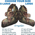 ComfortSpa Reading Pillow for Bed Adult Size, Back Rest Pillow with Arms, Pockets, Washable Cover; Use as Back Pillow for Bed Sitting Up for Bedrest or Relief from GERD Heartburn (Large Camouflage)