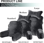 SLIGUY Reading Pillow Standard Bed Pillow for Sitting in Bed Couch or Floor-Backrest with Arms Support and Pockets, Adult Back Pillow Bed Chair for Bed Rest, Watching TV, Gaming, Dark Grey