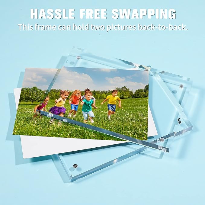 5 Pack 5 x 7 Inches Acrylic Picture Frame Desktop Frameless Photo Frame Double Sided Transparent Acrylic Frame Clear Horizontal Magnetic Frame for Desk Desktop Display Pictures Holder