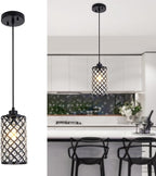 Pendant Lights Kitchen Island, Farmhouse Pendant Lighting, Crystal Pendant Light, Single Kitchen Island Lighting Over Island,1 Light Crystal Pendant Lights Kitchen Island