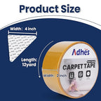 Adhes Double-Sided Carpet Tape, 2 Inch x 12 Yard Rug Tape with 8 Anti-Skid Pads, Heavy Duty Carpet Grip Tape for Hardwood Floors, Area Rugs, and Tile