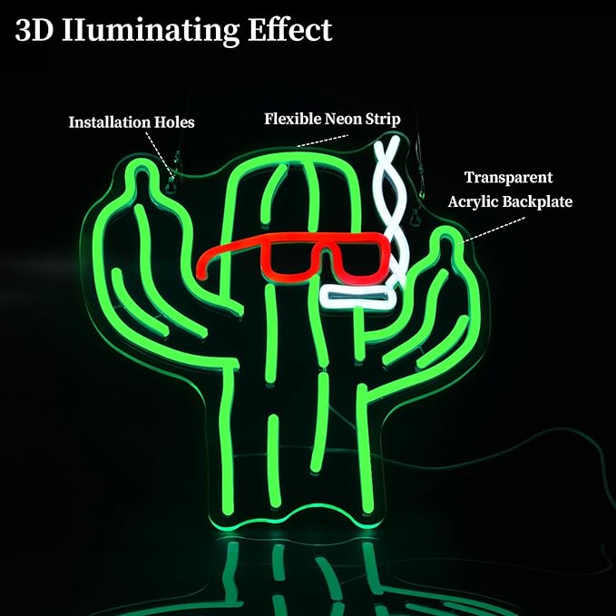 Cactus Neon Sign Led Neon Lights Neon Signs for Wall Decor Light Up Sign for Birthday Party Club Gift