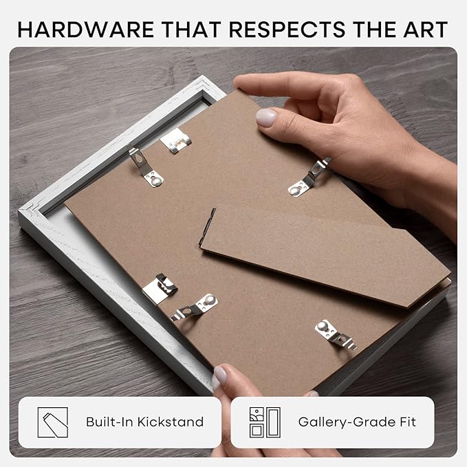 Homeforia 8x8 Picture Frames White, High-End Oak 8 x 8 Square Wood Frame with Mat 6 by 6 Photo, 8x8 Wooden Frames Matted to 6x6 Print, 8by8 Wall or Tabletop Frame, Tempered Glass, Wall Kit, Set of 1