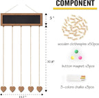 Picture Frames Collage Display Board with 30 Clips - Multi Photos Cards Organizer with Adjustable Twines and Magnetic Blackboard - DIY Wall Decor Hanging Picture Holder 15.7x5 Inches