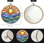 Colorful Mountain Sunset Bohemian Style Rainbow Sunrise Art Gift Framed Round Wall Decor Canvas Wall Art Hanging Prints Artwork for Home Nursery Bedroom Door Office Porch Decorations 10.2X10.2 Inch