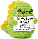 Mini Gifts for Him Her Couples Girlfriend Boyfriend Christmas Birthday Gifts To My Love Handmade Crochet Dinosaur I Love You Gift for Wedding Anniversary Romantic Gift for Women Men Husband Wife