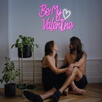 Be My Valentine Neon Sign Dimmable Pink LED Letters Light Up sign for Wall Decor USB Valentine Neon Light for Valentine's Day Lover Gift Bedroom Atmosphere Decor(12.6 * 16.5In)