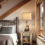 Rustic Table Lamp 27.25'' Tall Deer Antler Lamps for Living Room End Table with USB Port Western Country Lamps for Bedroom Cabin Bedside Lamps for Nightstand, Single, Bulb Not Included