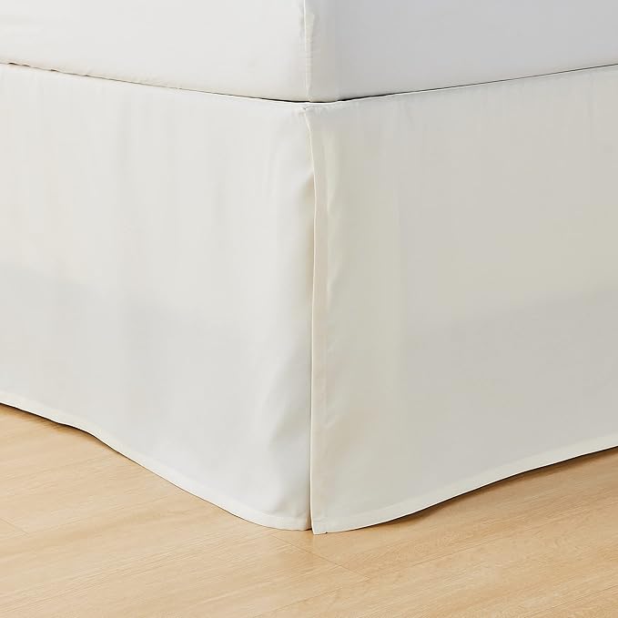 Amazon Basics Lightweight Pleated Bed Skirt, Full, Off White, Solid