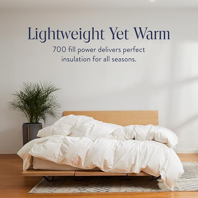 Brooklinen All Season Luxury Down Comforter, 100% Natural Canadian Duck Down Duvet Insert - 700 Fill Power, 100% Cotton Shell, Baffle Box Construction, King/Cali King Size Comforter