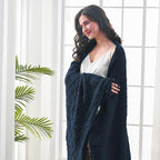 inhand Knitted Throw Blankets for Couch and Bed, Soft Cozy Knit Blanket with Tassel, Dark Blue Lightweight Decorative Blankets and Throws, Farmhouse Warm Woven Blanket for Men and Women, 60"x80"