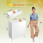 WLIVE 4 Drawer Dresser for Bedroom, White Tall Dresser, Modern Wood Dressers with Sturdy Metal Handle, Small Chest of Drawers for Living Room, Hallway