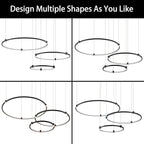 Modern Led Chandelier, 3-Rings Light Modern Led Pendant Light Black Dimmable Integrated Ceiling Hanging Pendant Lighting for Kitchen Island Dining Room Living Room Office 3000K 4000K 6000K