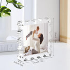Clear Picture Frames 3Pack - Acrylic Magnetic Photo Frame 4×4 Inch, Double Sided Magnet Frames with Scalloped Edges, 10+10mm Thick Freestanding Gift for Office/Home(Clear, 4x4)