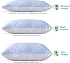 Pillows King Size Set of 2- King Size Bed Pillows for Sleeping - Adjustable Shredded Memory Foam King Pillows for Back, Stomach and Side Sleeper