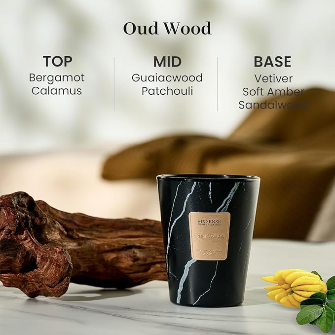 M&SENSE OudWood Scented Candles for Home, Lead-Free Wick Highly Scented Jar Candles, 14.1 Oz 80 Hours Lasting Burning Candles Gifts for Women, Relaxing Aromatherapy Candle for Stress Relief