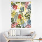 ICMOLYYENLO Boho Green Leaves Tapestry, Mid Century Abstract Tropical Palm Leaves Modern Minimalist Geometric Wall Hanging, Neutral Home Decor Art for Living Room Bedroom Dorm 60x60 Inch