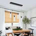 Pendant Light fixtures, Integrated 4-Light Pendant Lighting Black Finish, Dimmable Pendant Lights Kitchen Restaurant, Dining Room