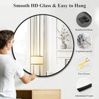 Fabuday Black Round Mirror 39 Inch - Big Circle Wall Mirror for Bathroom, Living Room, Hallway, Entryway, Matte Aluminum Frame Large Circular Mirrors for Wall Decor