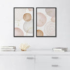 SIGNFORD Framed Wall Art Print Set Pastel Pink Gray Watercolor Circles Abstract Shapes Illustrations Modern Minimalist Relax/Calm Multicolor for Living Room, Bedroom, Office - 16"x24"x2 Black