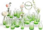 22 Pack Bud Vase in Bulk - BEAHOT Green Flower Vases for Wedding Decorations, Glass Vase for Table Decorations, Small Vase for Home, Mother's Day, Centerpieces, Party, Office(Green Gradient)