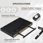 Fun Memories Black Floating Shelves for Wall - 10 x 16 Floating Shelf - Rustic Wood Storage Shelf - Wall Shelves with Invisible Bracket - 16" Bookshelves for Living Room & Bedroom - Black - Set of 2