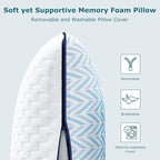 Memory Foam Pillows Standard Size, Cooling Gel Standard Pillow Ventilated, Medium Firm Bed Pillow for Sleeping, Cool Orthopedic Pillow with Washable Removable Zippered Pillow Cover, 1 Pack