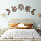 Jetec 5 Pcs Moon Phase Wall Art Decor Wall Pediments Hanging Wooden Moon Phase Spiritual Bedroom Nordic Boho Lunar Aesthetic Art for Living Room Dorm Apartment Bar Ornament(Brown,10.6 Inch)