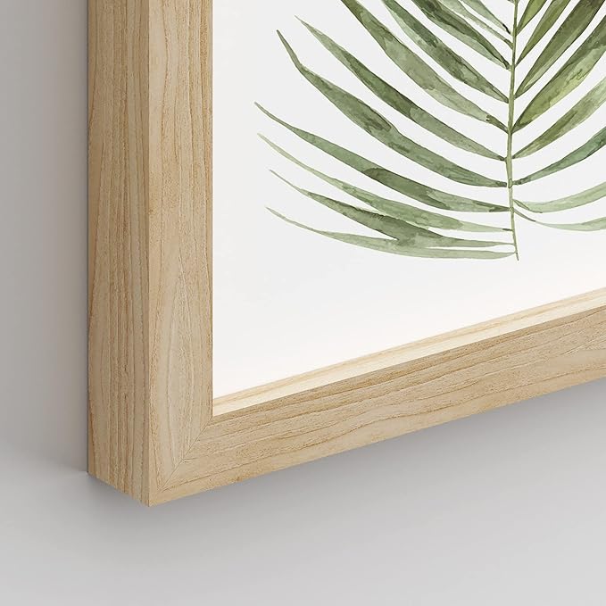 SIGNWIN Framed Banana Palm Monstera Leaf Wall Art, Set of 4 Green Pastel Wall Decor Prints, Nature Wilderness Wall Décor for Living Room, Bedroom - 11"x14" Natural